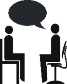 Icon von 2 Personen im Gespräch